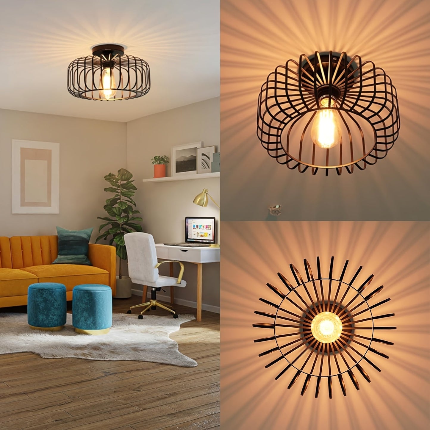Eronyx – Modern Black Ceiling Light with Round Metal Shade and E27 Socket