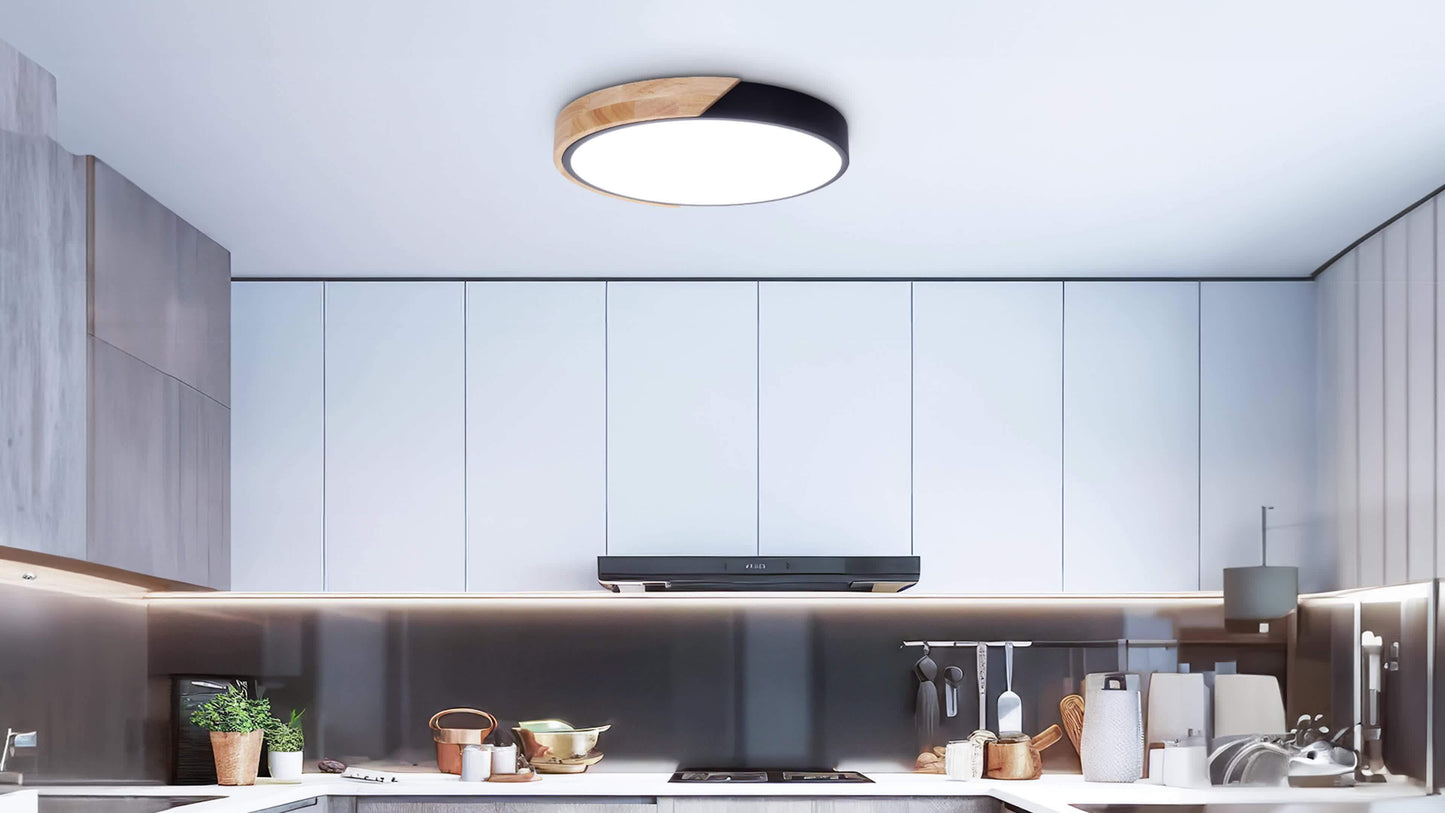 Averyn – Modern Round LED Ceiling Light with Triple Colour Modes (30cm, Black)