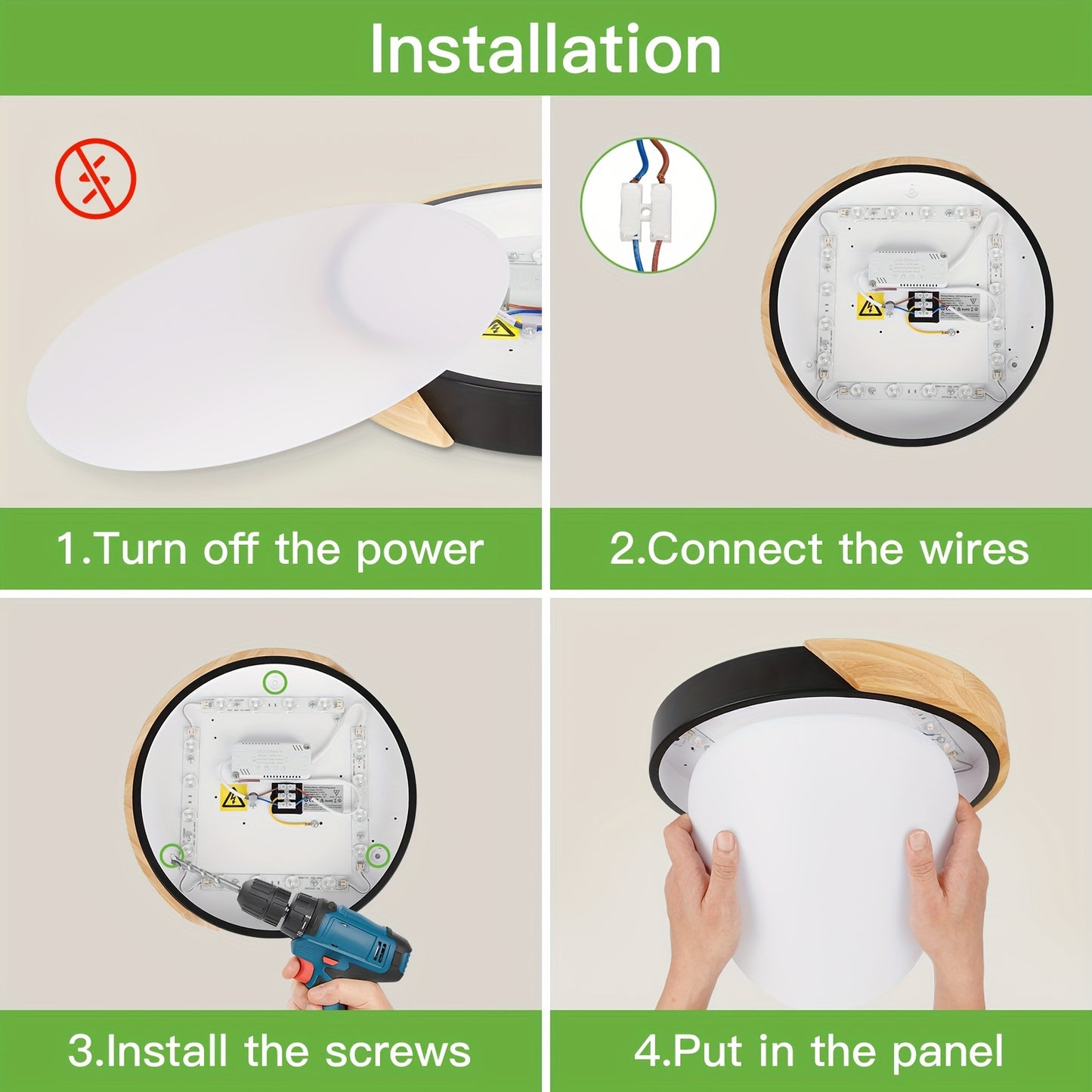 Averyn – Modern Round LED Ceiling Light with Triple Colour Modes (30cm, Black)
