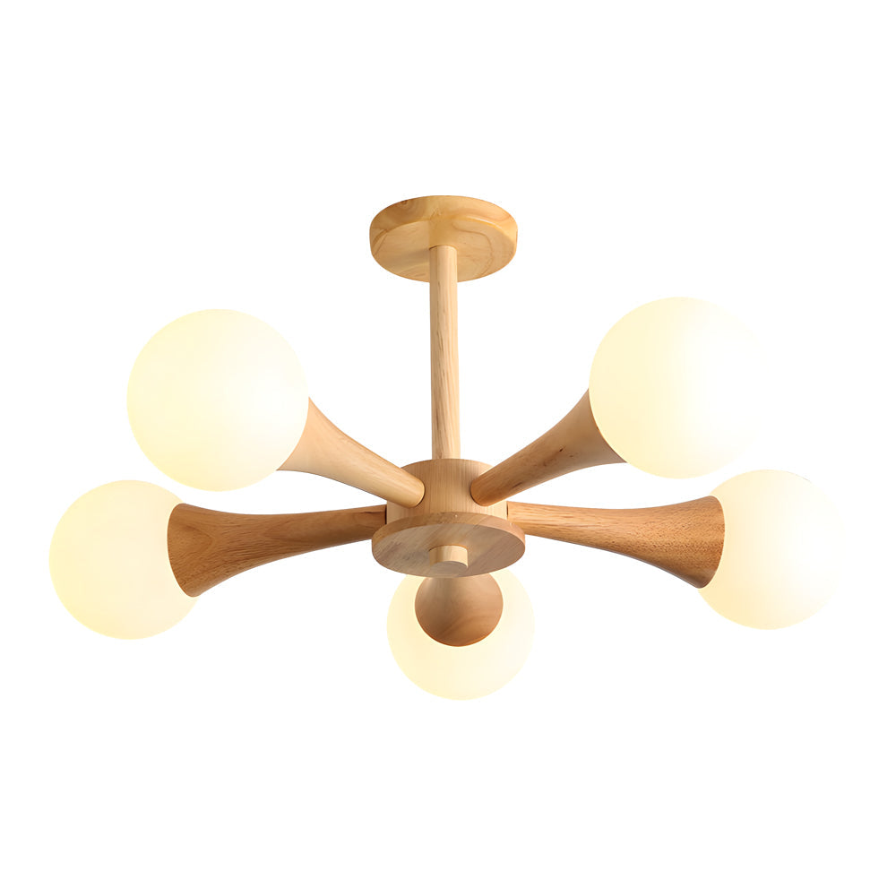 Skandora – Scandinavian Wood & Glass Pendant Light with 3-Level Dimming