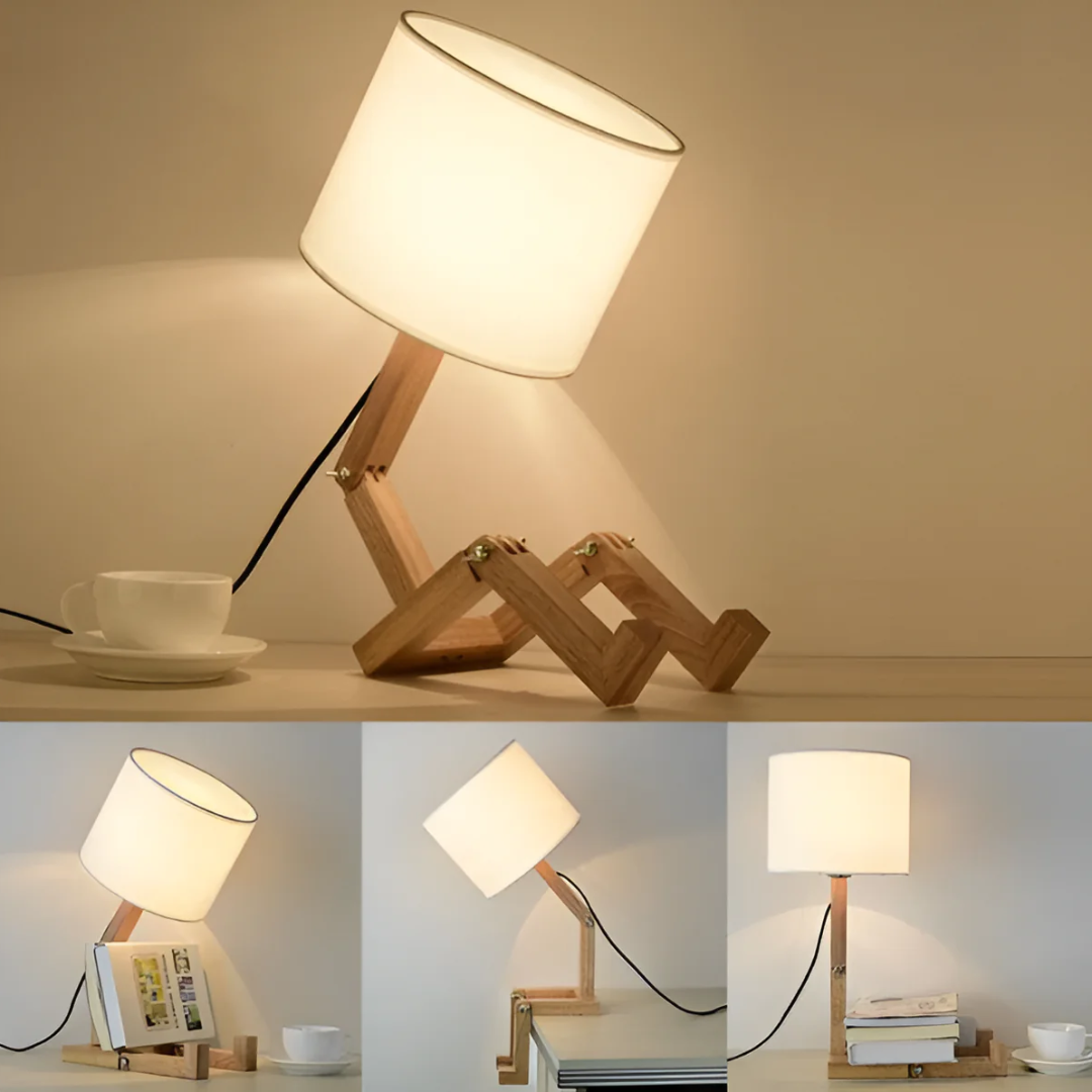 Nolvar – Handcrafted Wooden Table Lamp with Adjustable Design