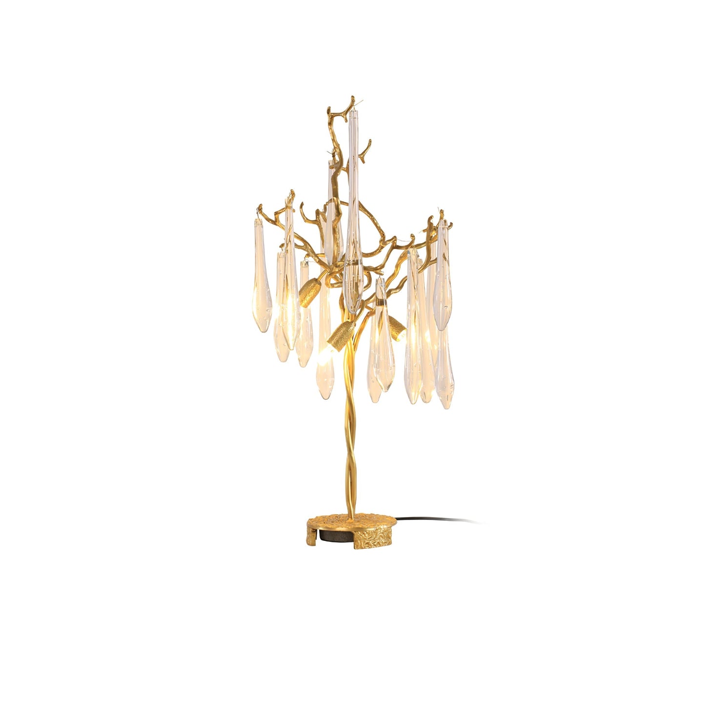 Solara – Nature Inspired Crystal and Brass Table Lamp