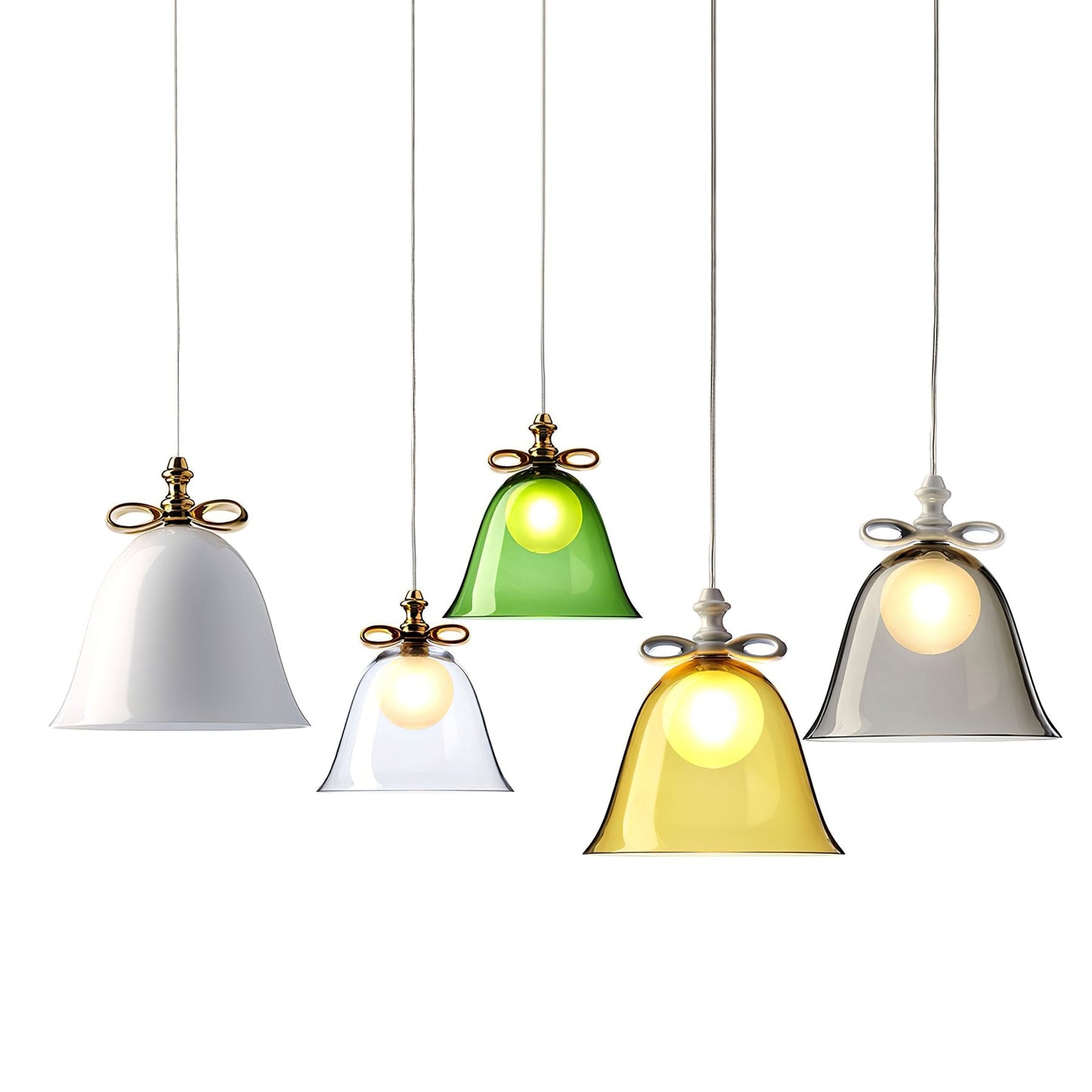 LumaBell - Mouth-Blown Glass Pendant Lamp with Ceramic Arch