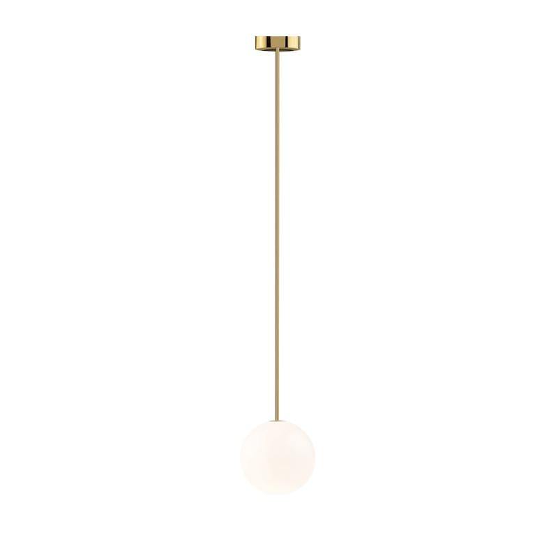 Opalux - Spherical Glass Pendant Light with Brass Arm