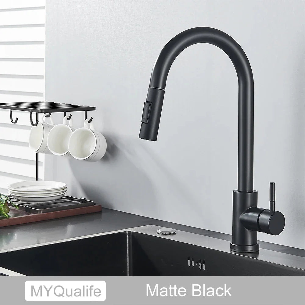 Auralis – Black Kitchen Tap with Dual Function and Pull-Out Spout