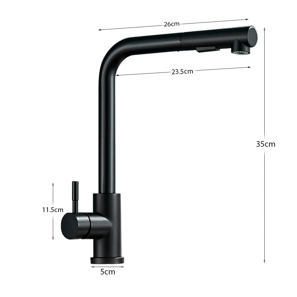 Vandoro – Matte Black Kitchen Tap with Pull-Out Sprayer and Dual Water Modes