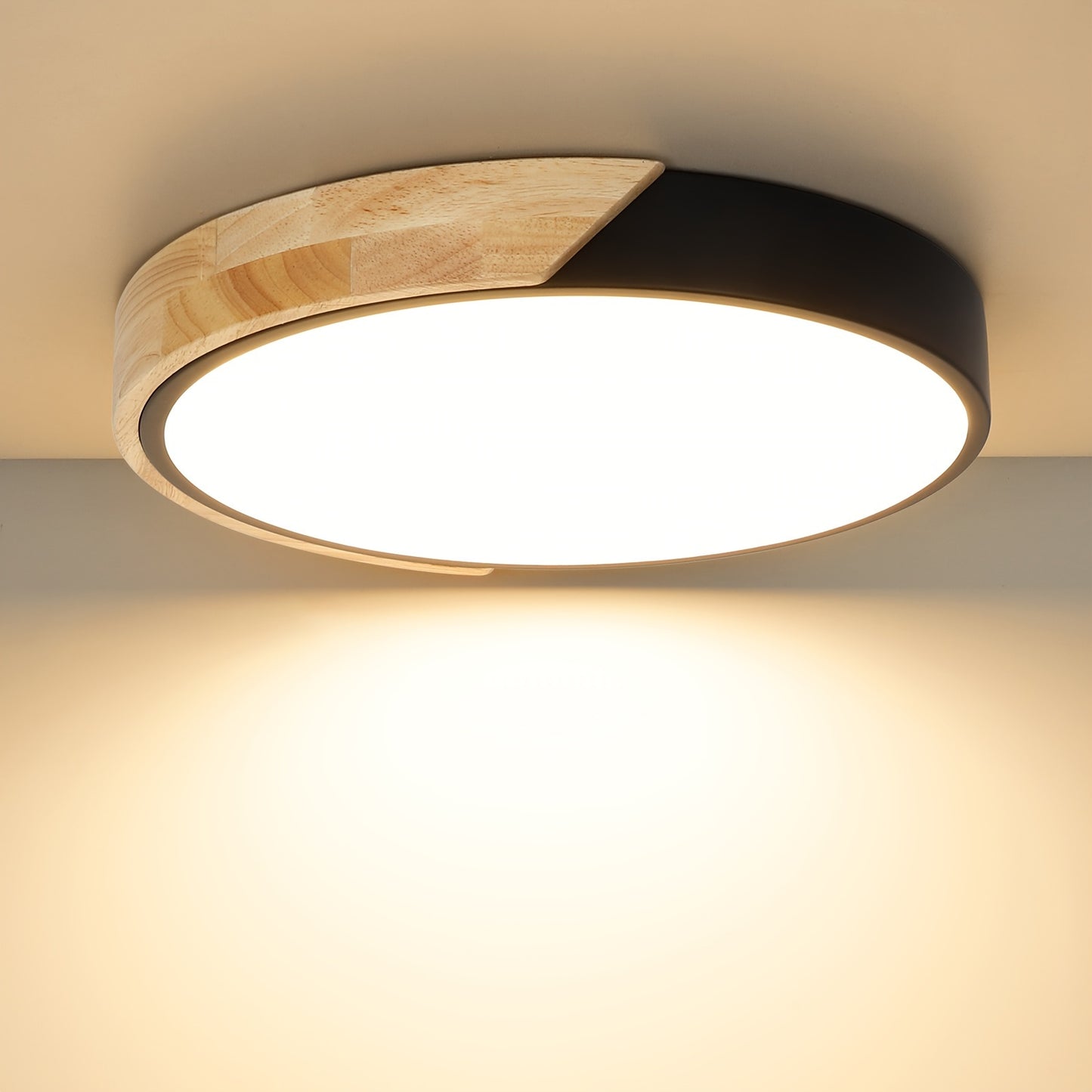 Averyn – Modern Round LED Ceiling Light with Triple Colour Modes (30cm, Black)
