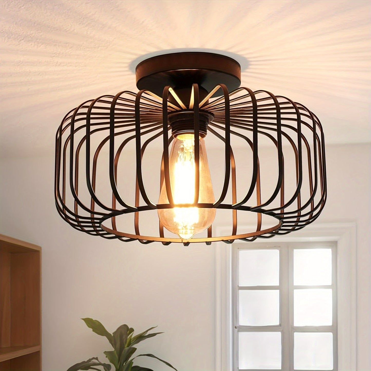 Eronyx – Modern Black Ceiling Light with Round Metal Shade and E27 Socket