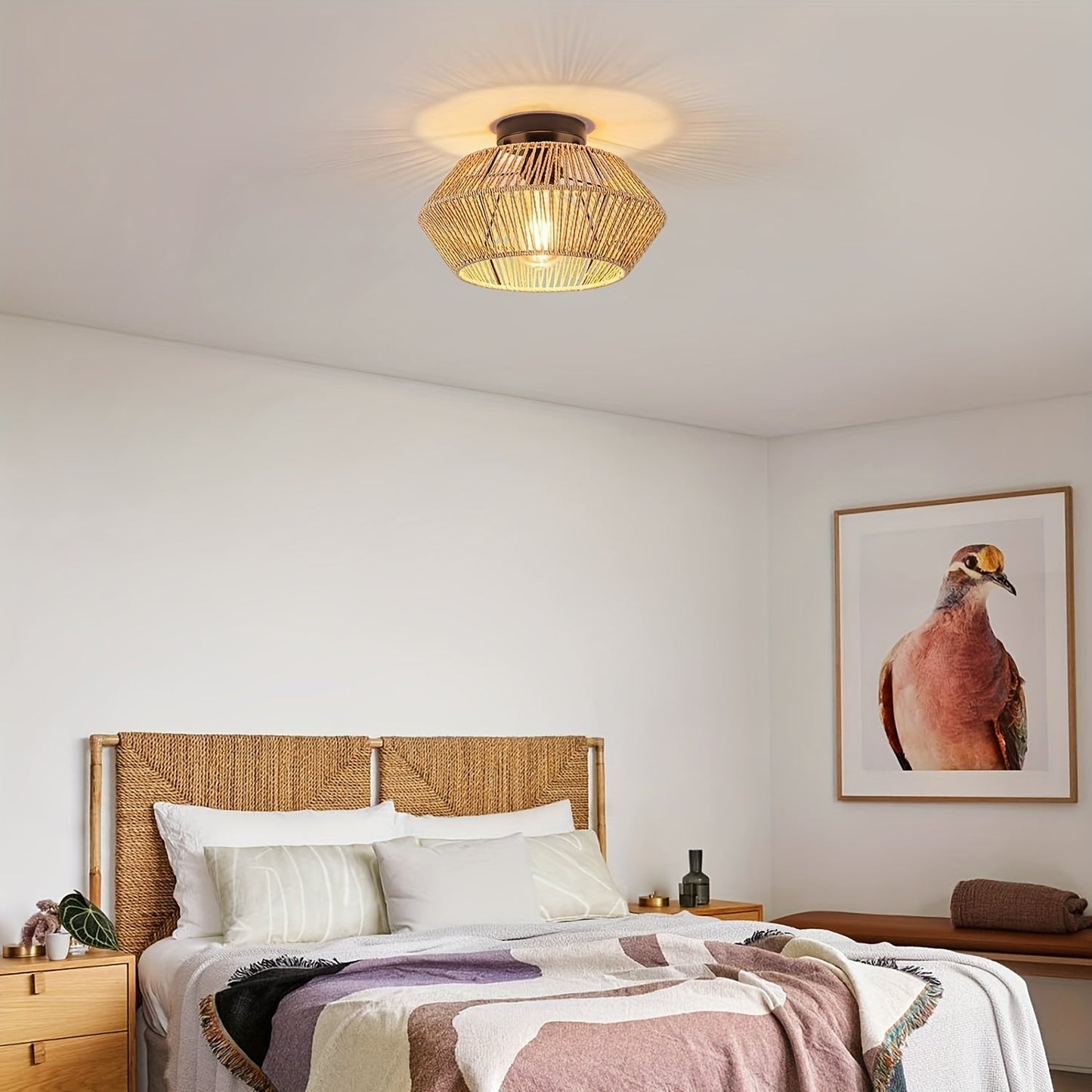 Avyra – Boho Ceiling Lamp with Handwoven Basket Shade