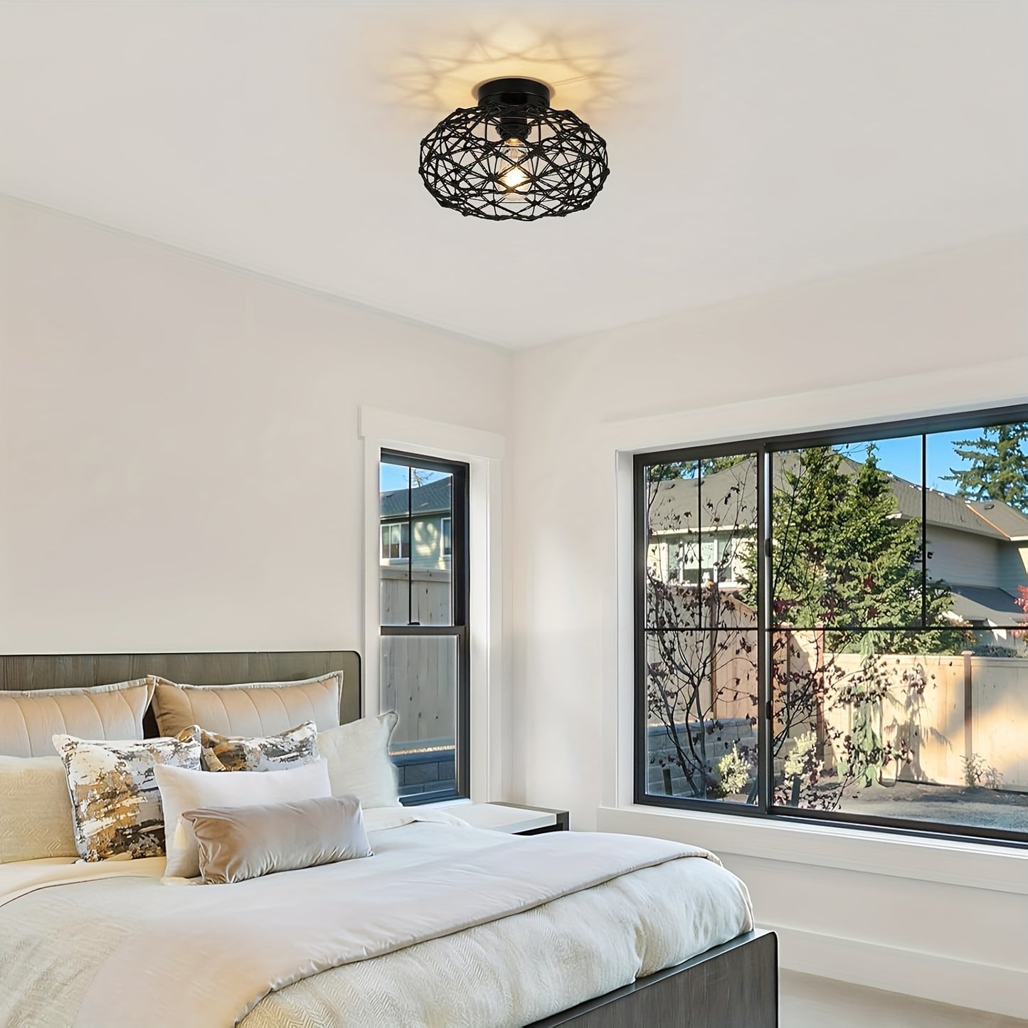 Evania – Bohemian Rattan Ceiling Light with Handwoven Willow Design