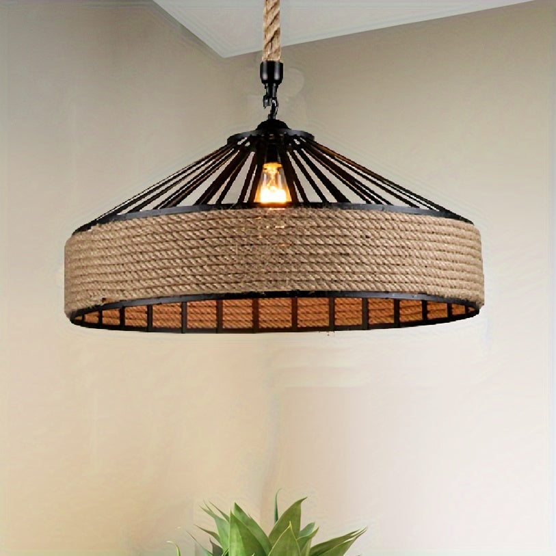 Elyndra – Traditional Cast Iron Ceiling Lamp with Woven Glass Shade