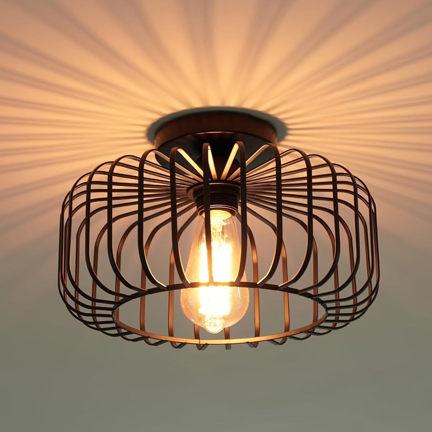 Eronyx – Modern Black Ceiling Light with Round Metal Shade and E27 Socket