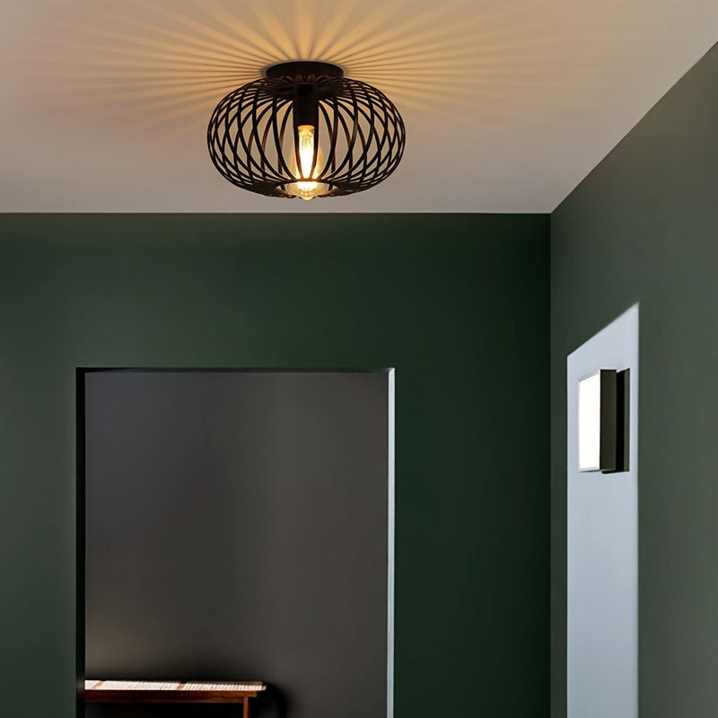 Darnell – Rustic Black Metal Ceiling Lamp with Aged Finish