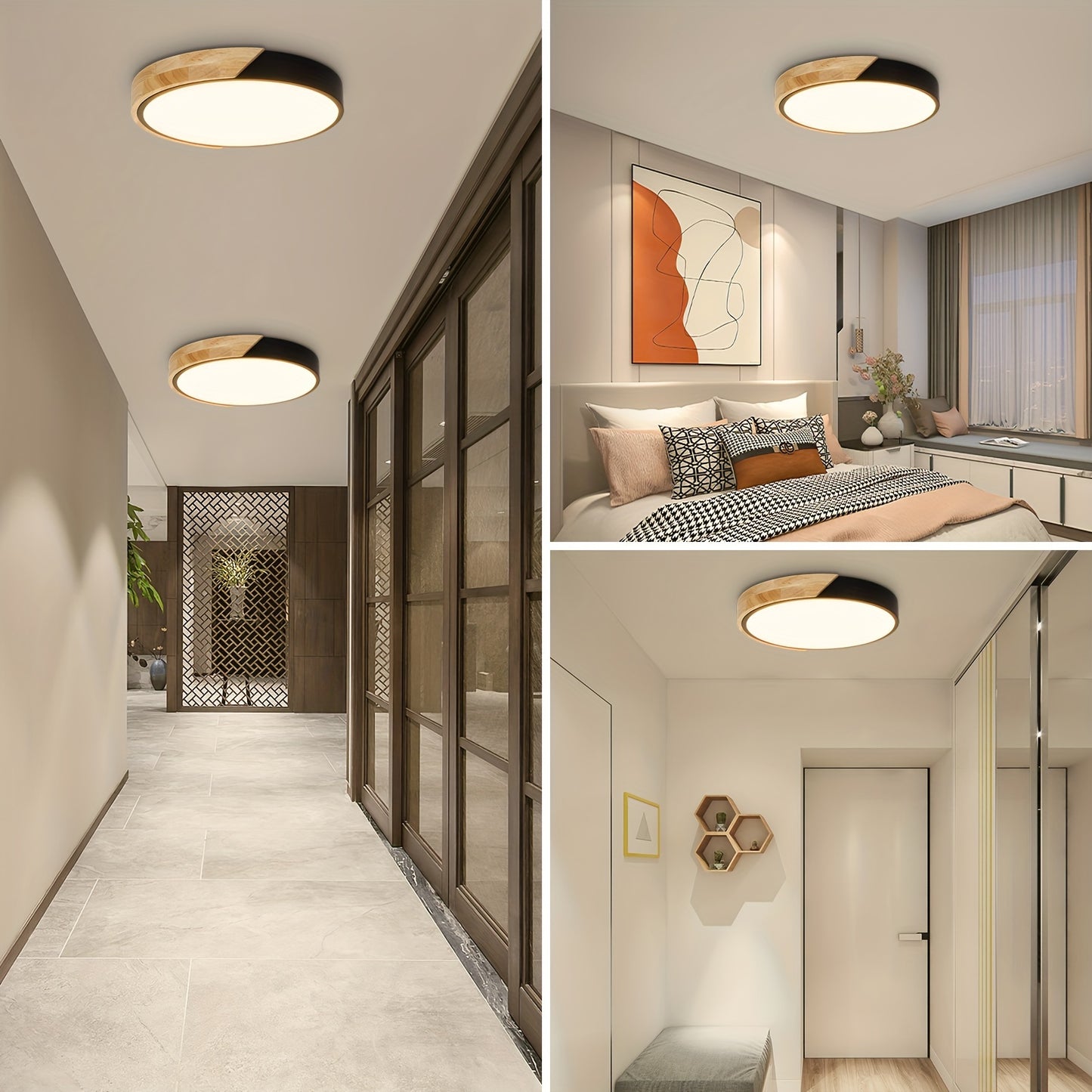 Averyn – Modern Round LED Ceiling Light with Triple Colour Modes (30cm, Black)