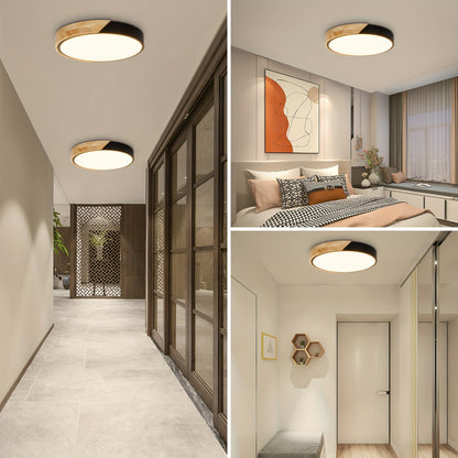 Averyn – Modern Round LED Ceiling Light with Triple Colour Modes (30cm, Black)