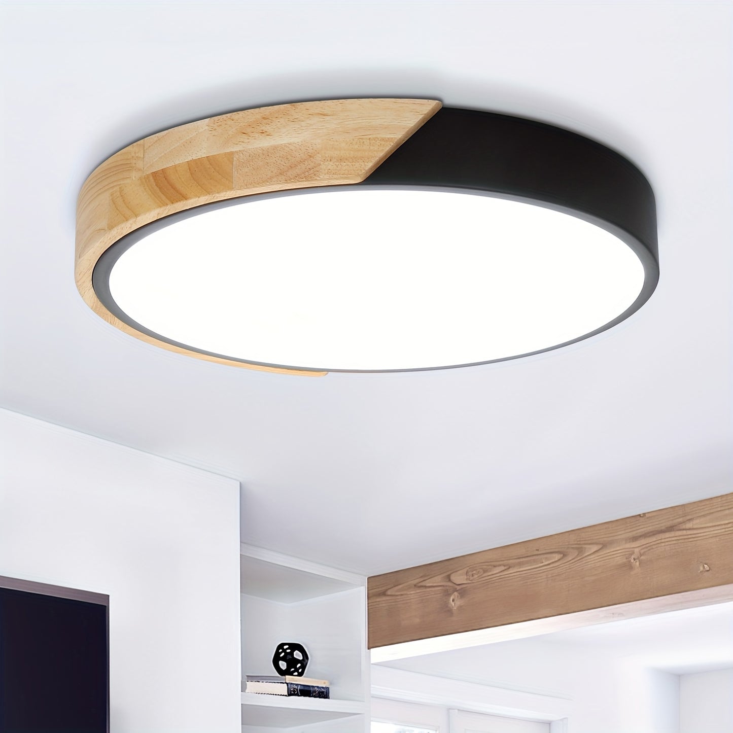 Averyn – Modern Round LED Ceiling Light with Triple Colour Modes (30cm, Black)