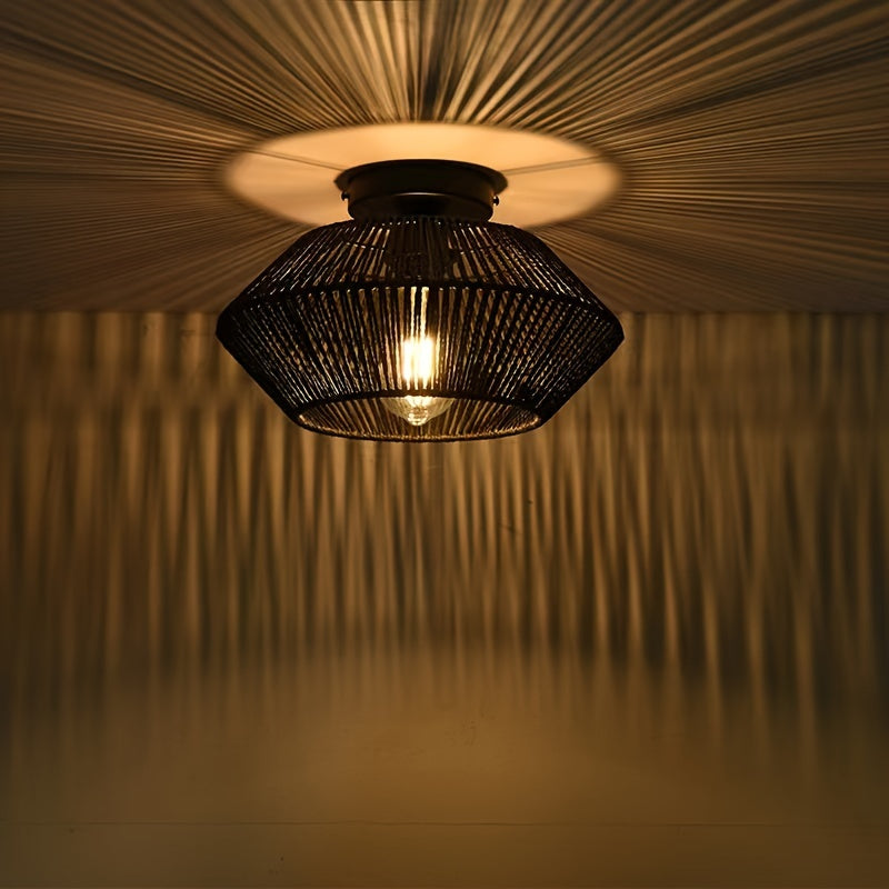 Avyra – Boho Ceiling Lamp with Handwoven Basket Shade