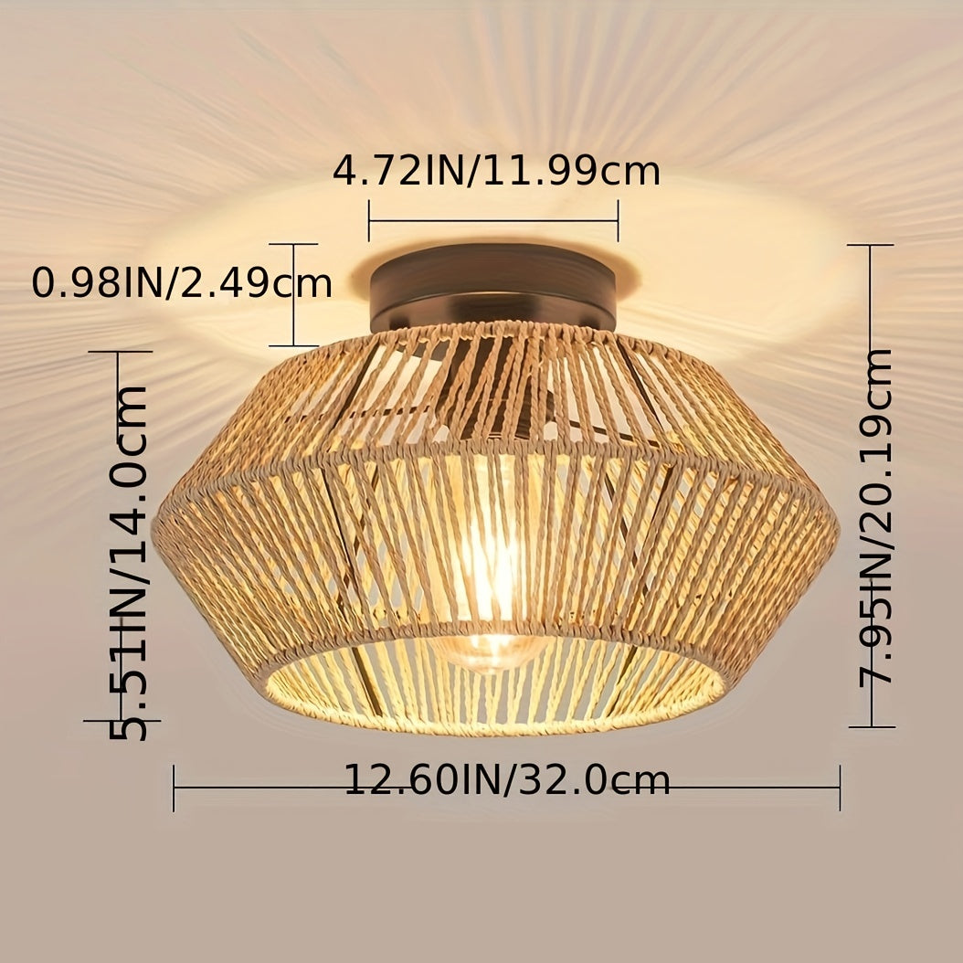 Avyra – Boho Ceiling Lamp with Handwoven Basket Shade
