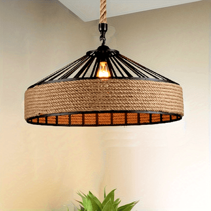Elyndra – Traditional Cast Iron Ceiling Lamp with Woven Glass Shade