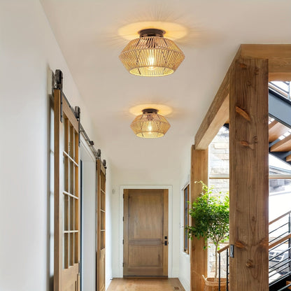 Avyra – Boho Ceiling Lamp with Handwoven Basket Shade