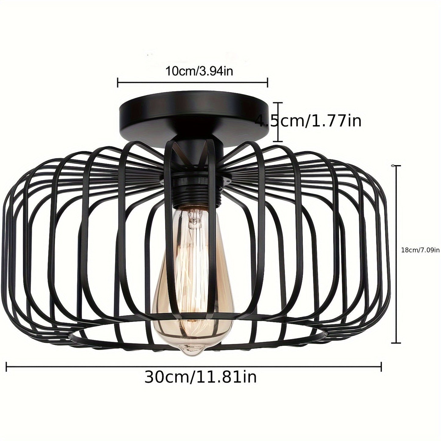 Eronyx – Modern Black Ceiling Light with Round Metal Shade and E27 Socket