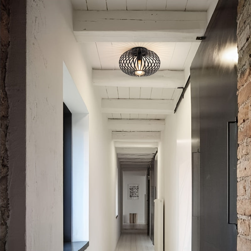 Darnell – Rustic Black Metal Ceiling Lamp with Aged Finish