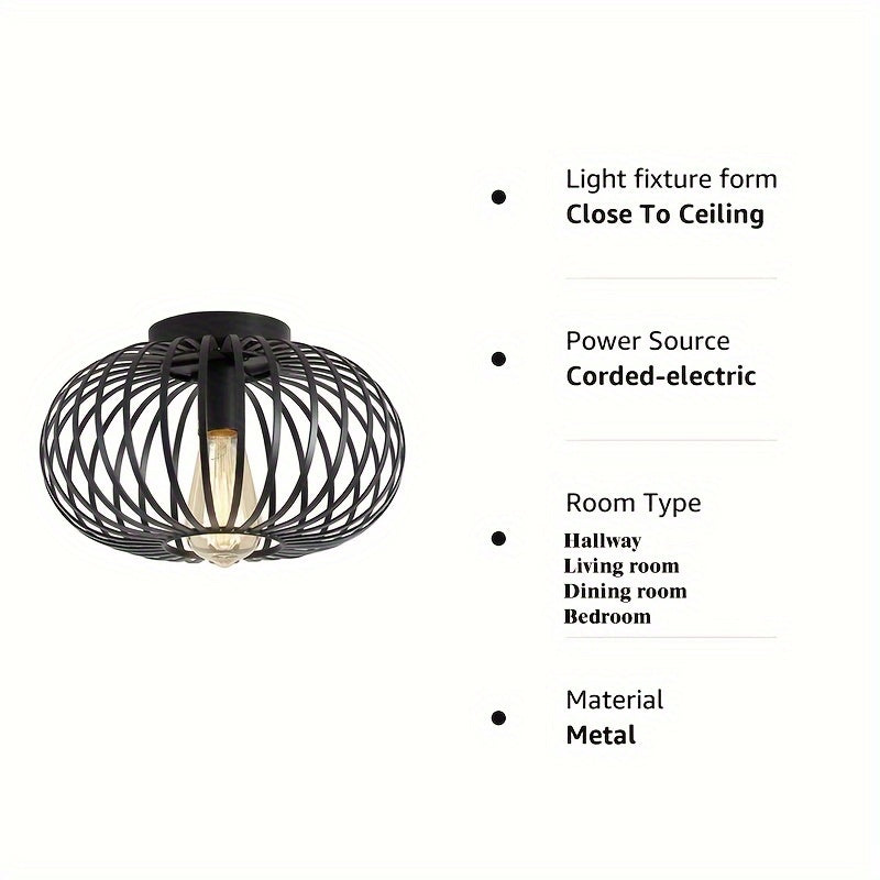 Darnell – Rustic Black Metal Ceiling Lamp with Aged Finish