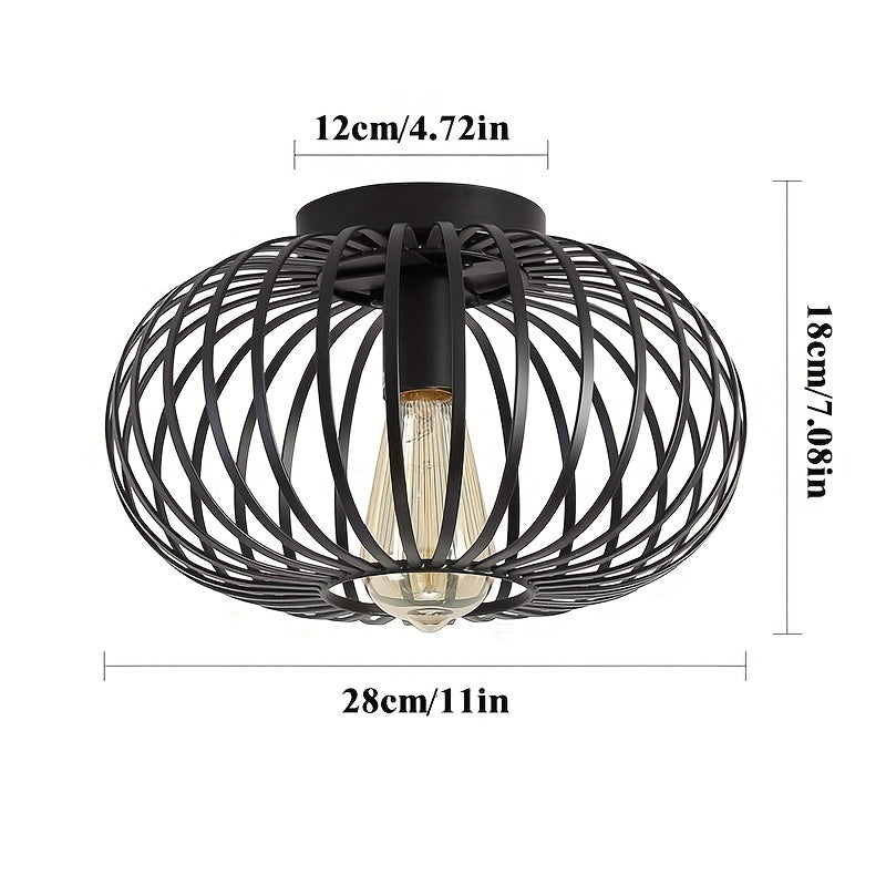 Darnell – Rustic Black Metal Ceiling Lamp with Aged Finish