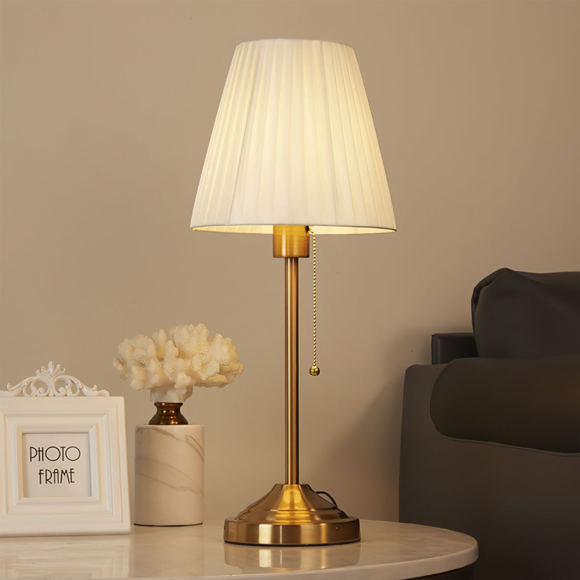 Ember – Metal and Fabric Table Lamp with Yellow Pleated Shade