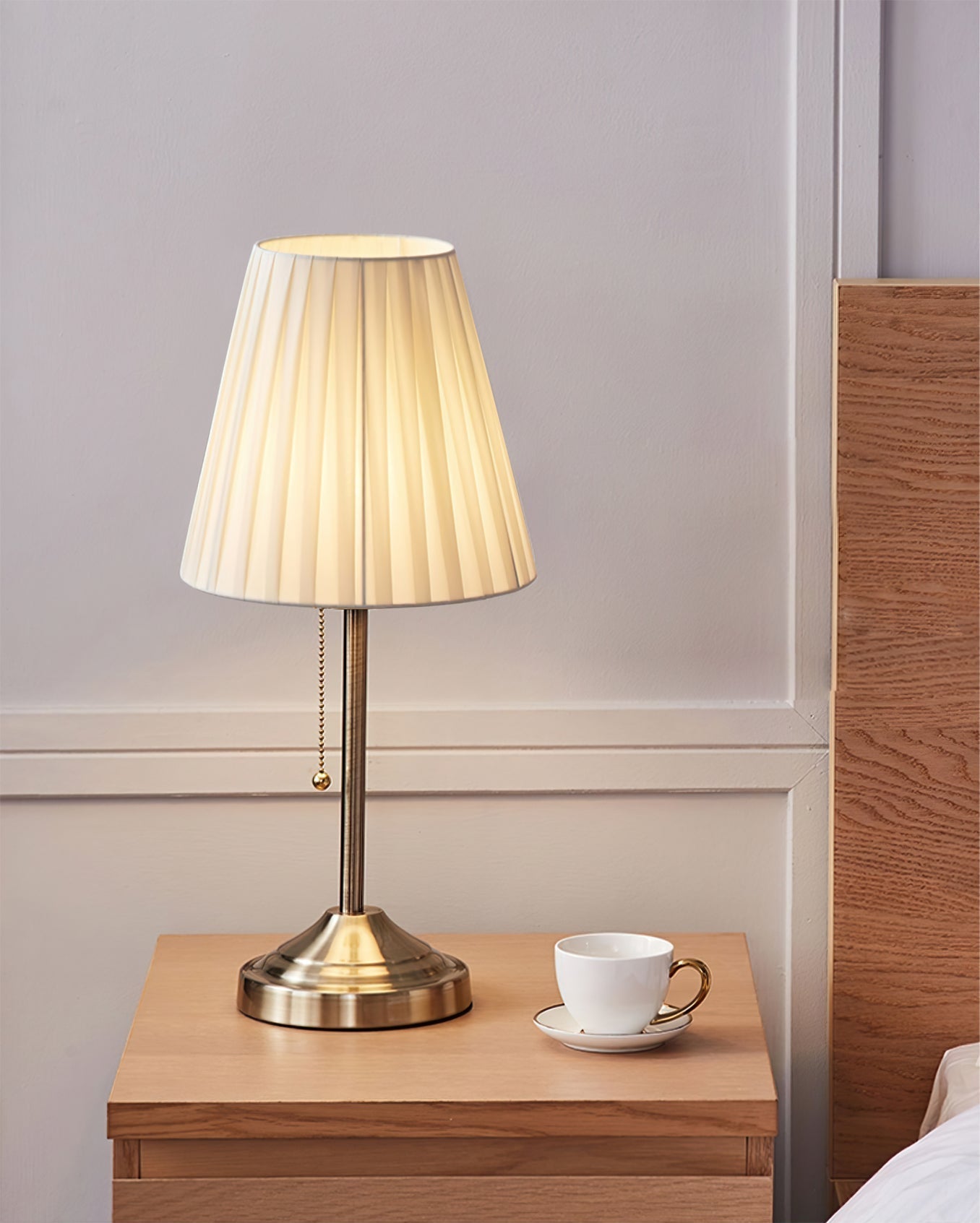 Ember – Metal and Fabric Table Lamp with Yellow Pleated Shade