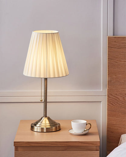 Ember – Metal and Fabric Table Lamp with Yellow Pleated Shade