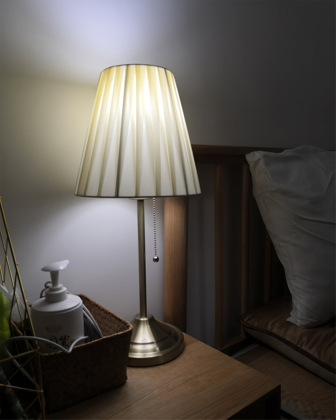 Ember – Metal and Fabric Table Lamp with Yellow Pleated Shade