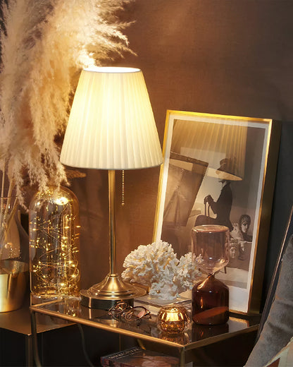 Ember – Metal and Fabric Table Lamp with Yellow Pleated Shade
