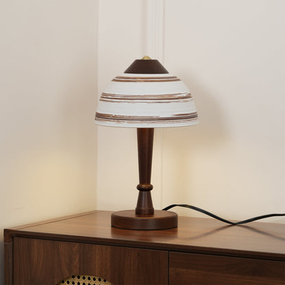 Kara – Elegant Walnut Wood Table Lamp with LED Lighting