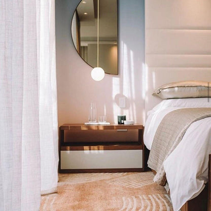 Opalux - Spherical Glass Pendant Light with Brass Arm