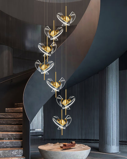 FeatherLux - Brass and Acrylic Pendant Light with LED Colour Changing Feature
