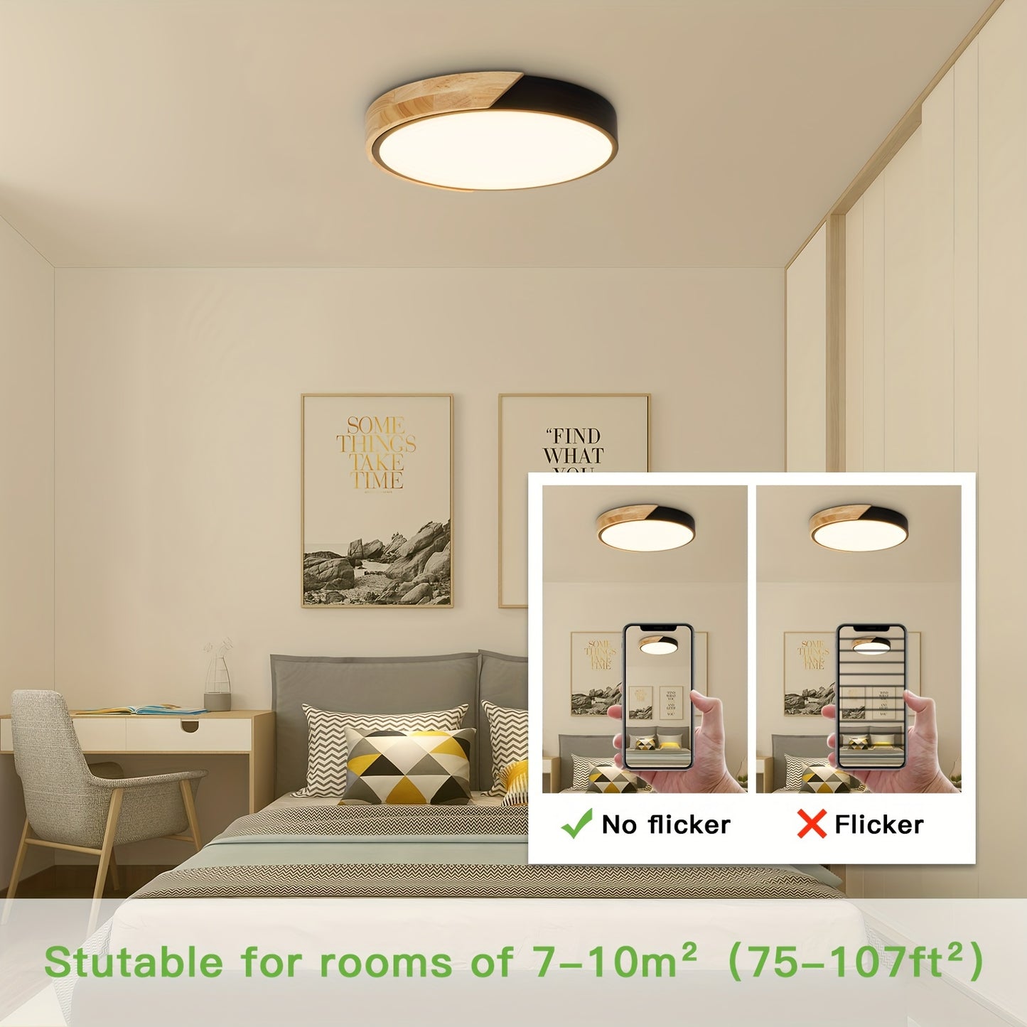 Averyn – Modern Round LED Ceiling Light with Triple Colour Modes (30cm, Black)