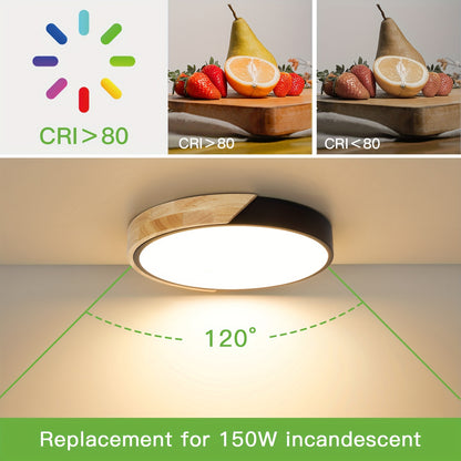 Averyn – Modern Round LED Ceiling Light with Triple Colour Modes (30cm, Black)