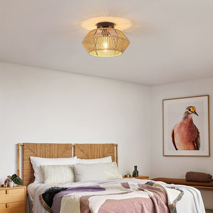 Avyra – Boho Ceiling Lamp with Handwoven Basket Shade