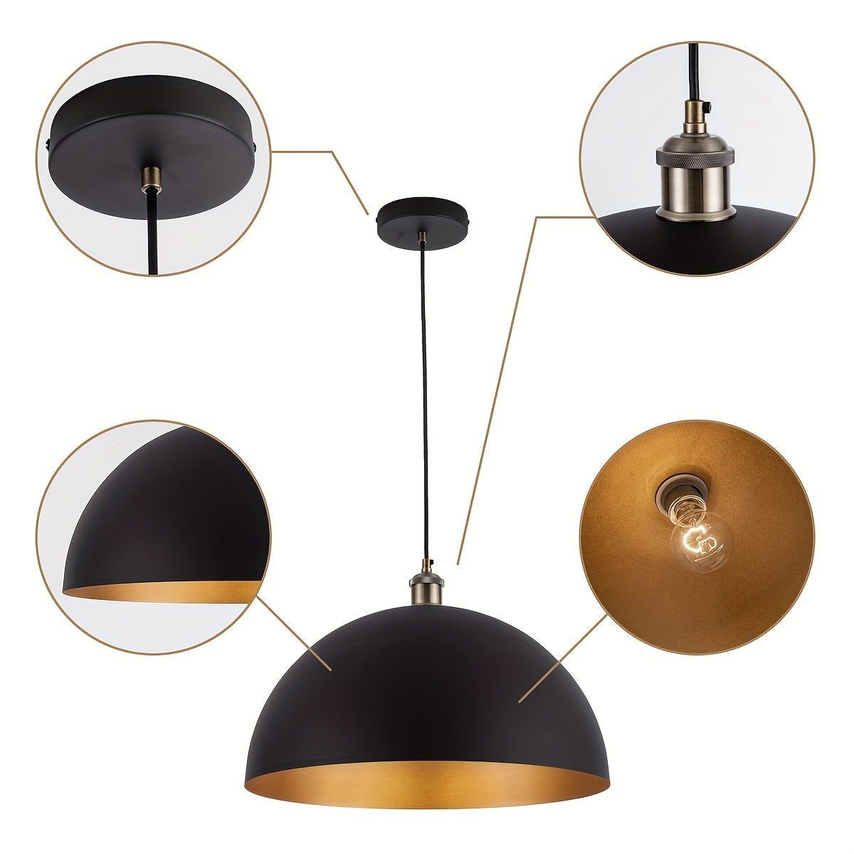 Corvian – Vintage Industrial Pendant Light in Black and Gold