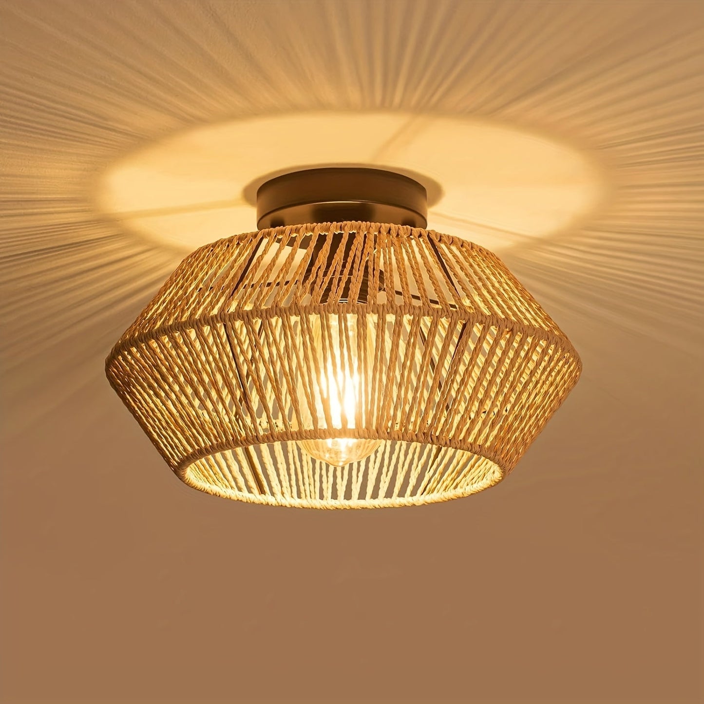 Avyra – Boho Ceiling Lamp with Handwoven Basket Shade