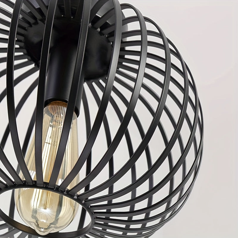 Darnell – Rustic Black Metal Ceiling Lamp with Aged Finish