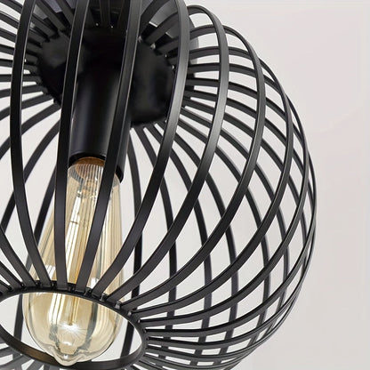 Darnell – Rustic Black Metal Ceiling Lamp with Aged Finish