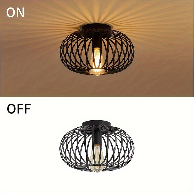 Darnell – Rustic Black Metal Ceiling Lamp with Aged Finish