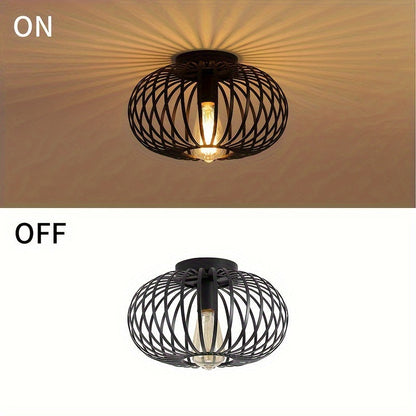 Darnell – Rustic Black Metal Ceiling Lamp with Aged Finish