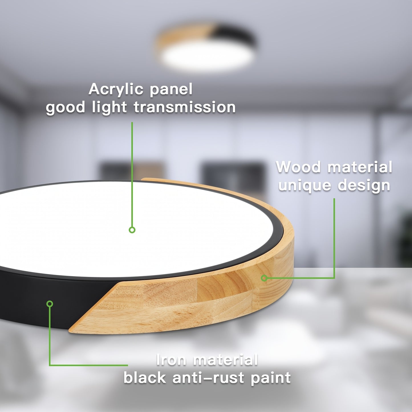 Averyn – Modern Round LED Ceiling Light with Triple Colour Modes (30cm, Black)