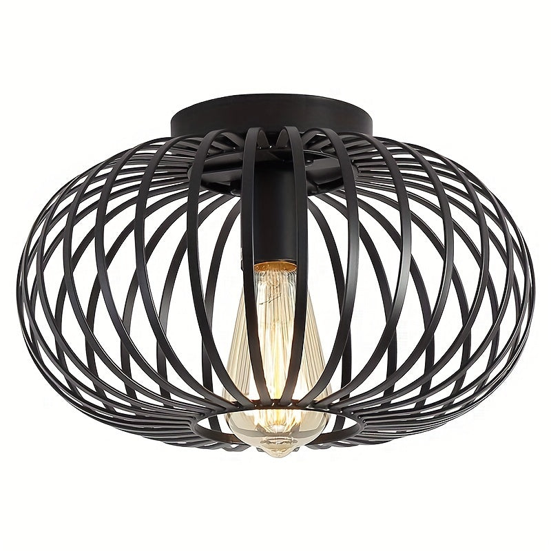 Darnell – Rustic Black Metal Ceiling Lamp with Aged Finish