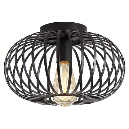 Darnell – Rustic Black Metal Ceiling Lamp with Aged Finish